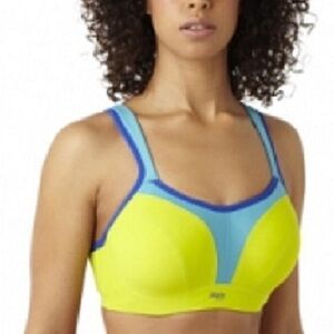 Panache Sports Bra 40D Full Busted Underwire High Impact Yellow Blue 5021